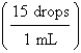 <strong>An IV uses 15 drops to deliver 1 mL of solution . A patient needs to receive a solution at a rate of . Find the needed speed of the IV in drops per minute. Round to the nearest whole number if necessary.</strong> A) 180 B) 20 C) 3 D) 11