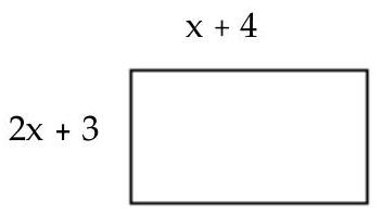 The area of the rectangle shown is 25 \mathrm{in.}^{2} . Find the length and the width of the rectangle.