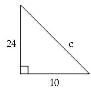 Find the unknown length in the right triangle. Simplify the answer if necessary. -