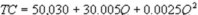 <strong>Suppose Kate's Great Crete (KGC) has annual variable costs of   and marginal costs of   , where Q is the number of cubic yards of concrete it produces per year. In addition, it has an avoidable fixed cost of $50,000 per year. KGC's demand function is?   . What is KGC's total cost function?</strong> A)   B)   C)   D)   <div style=padding-top: 35px> 