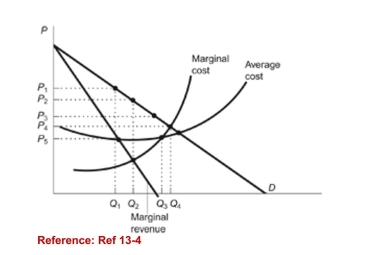 <strong>Figure: Maximize Monopoly Profits   (Figure: Maximize Monopoly Profits) Refer to the figure. Themonopolist will maximize its profit by charging a price equalto:</strong> A)P<sub>1</sub>. B)P<sub>2</sub>. C)P<sub>3</sub>. D)P4. <div style=padding-top: 35px> 