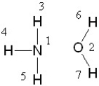If liquid ammonia and water were mixed, between which two atoms in these molecules would a hydrogen bond form?
