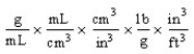 <strong>Which of the following unit conversion factors would change g/mL to lb/ft<sup>3</sup> ?</strong> A) B) C) D)