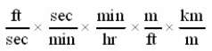 <strong>Which of the following conversion factor sequences for units would effect the change from ft/sec to km/hr?</strong> A) B) C) D)
