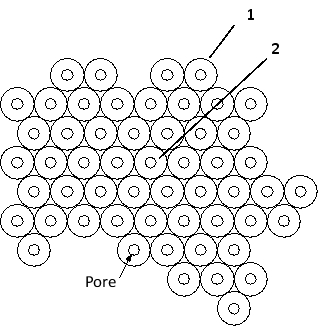 <strong>In the following schematic drawing of connexons as seen from the cytosol of a cell, what is the approximate diameter of each of the pores? Which of the indicated connexons (1 or 2) is more likely to have been incorporated more recently? </strong> A) About 20 nm; connexon 1 B) About 4 nm; connexon 1 C) About 1.5 nm; connexon 1 D) About 4 nm; connexon 2 E) About 1.5 nm; connexon 2