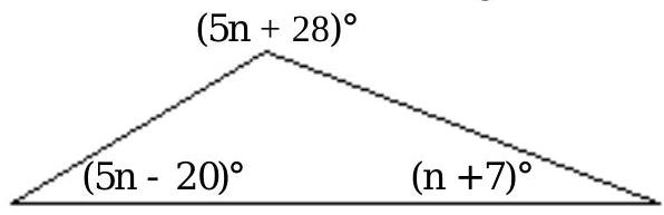 Solve the problem. -Find the measure of each angle in the triangle.