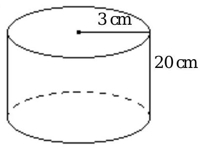 <strong>Evaluate. -The volume of a cylinder with height h and radius r is given by V=\pi r^{2} h . Find the volume of the cylinder. Use 3.14 for \pi . </strong> A) 376.8 \mathrm{~cm}^{3} B) 565.2 \mathrm{~cm}^{3} C) 188.4 \mathrm{~cm}^{3} D) 2260.8 \mathrm{~cm}^{3}