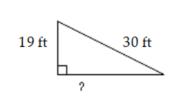 Solve the problem. Give an exact answer and an approximation to the nearest tenth. -Below is a diagram of a water slide. How far is it along the ground from the end of the slide back to the base of the ladder that leads to the slide?