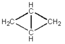 <strong>Calculate the standard enthalpy of formation of bicyco[1.1.0]butane (shown below)   given the standard enthalpies of formation of C(g)and H(g),717 and 218 kJ<font face=symbol></font>mol<sup>-1</sup>,respectively,and the average C-H and C-C bond enthalpies,412 and 348 kJ<font face=symbol></font>mol<sup>-1</sup>,respectively.</strong> A)+175 kJ<font face=symbol></font>mol<font face=symbol><sup></sup></font><sup>1 </sup> B)(<font face=symbol></font>472 kJ<font face=symbol></font>mol<font face=symbol><sup></sup></font><sup>1 </sup>) C)+312 kJ<font face=symbol></font>mol<font face=symbol><sup></sup></font><sup>1 </sup> D)(<font face=symbol></font>36 kJ<font face=symbol></font>mol<font face=symbol><sup></sup></font><sup>1 </sup>) E)(<font face=symbol></font>124 kJ<font face=symbol></font>mol<font face=symbol><sup></sup></font><sup>1 </sup>) <div style=padding-top: 35px> 