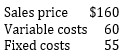 <strong> Phillips & Company produces educational software. Its unit cost structure, based upon an anticipated production volume of 150,000 units, is as follows. The marketing department has estimated sales for the coming year at 175,000 units, which is within the relevant range of Phillips's cost structure. Phillips's breakeven volume (in units) and anticipated operating income for the coming year would amount to:</strong> A) 82,500 units and $7,875,000 of operating income. B) 82,500 units and $9,250,000 of operating income. C) 96,250 units and $3,543,750 of operating income. D) 96,250 units and $7,875,000 of operating income.