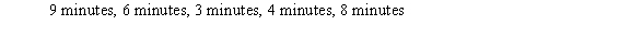 <strong>Use the decreasing-time-list algorithm to schedule these tasks on two machines: How much time does the resulting schedule require? </strong> A) 14 minutes B) 15 minutes C) 16 minutes D) 17 minutes