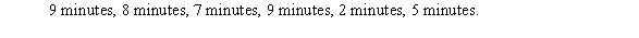 <strong>Use the decreasing-time-list algorithm to schedule these tasks on two machines: How much time does the resulting schedule require? </strong> A) 19 minutes B) 20 minutes C) 21 minutes D) 22 minutes
