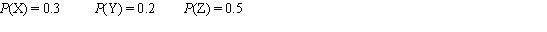 <strong>A sample space consists of three outcomes, X, Y, and Z. Which of the following could be a legitimate assignment of probabilities to the outcomes?</strong> A) B) C) D)