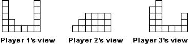 Suppose players 1, 2, and 3 view a cake as shown below and that all cuts are vertical. Illustrate the envy-free procedure for n = 3 (yielding an allocation of part of the cake) by following the steps below: a) Provide a total of three drawings to show how each player views a division of the cake by player 1 into three pieces he or she considers to be the same size or value. Label the pieces A, B, and C. b) Redraw the picture from player 2's view and illustrate the trimmings of piece B that he or she would do. Label the trimmed piece QUOTE and the actual trimmings T. c) Indicate which piece each player would choose (and what he or she thinks its size is) if the players choose in the following order: player 3, player 2, player 1, according to the rules of the procedure.