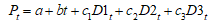 <strong>refer to the following: The manufacturer of Beanie Baby dolls used quarterly price data for 2002I - 2010IV (t = 1, ..., 36) and the regression equation to forecast doll prices in the year 2011. P<sub>t</sub> is the quarterly price of dolls, and D1<sub>t</sub> , D2<sub>t</sub> and D3<sub>t</sub> are dummy variables for quarters I, II, and III, respectively. -At the 2 percent level of statistical significance, is there a statistically significant trend in the price of dolls?</strong> A) Yes, because 0.0022 < 0.02. B) No, because 0.0022 > 0.02. C) Yes, because 0.800 > 0.02. D) Yes, because 0.240 > 0.02. E) Yes, because 3.33 > 0.02.