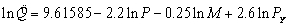 The empirical demand function is estimated in log-linear form as where is the estimated number of units of good X demanded, P is the price of X, M is income, and is the price of related good Y. (All parameters estimates are significantly different from zero at the 5 percent level.) -Good X is a(n) ______________ good and goods X and Y are ____________________.
