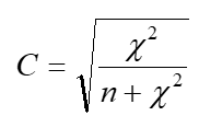 <strong>The following formula is for: </strong> A) the chi-square correction for attenuation. B) the index of predictive association. C) the chi-square test for distribution symmetry. D) the contingency coefficient. E) the coefficient of concordance.