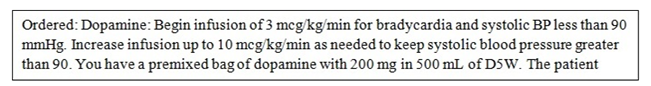 <strong>The minimum flow rate for this order is: </strong> A) 0.5 mL/h B) 200 mcg/min C) 36 mL/h D) 60 mL/h