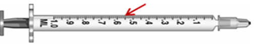 <strong>Calculate the amount to administer and choose the correctly marked syringe: syringe _______________. Ordered: Epinephrine 0.3 mg subcut stat On hand: Vial of epinephrine 1:2,000 solution for injection</strong> A)   B)   <div style=padding-top: 35px> 