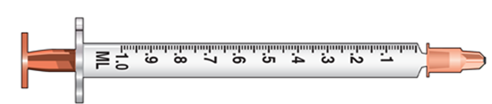 <strong>The amount to administer is 0.85 mL. Select the correct syringe: _______________.</strong> A)   B)   C)   <div style=padding-top: 35px> 