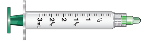 <strong>The amount to deliver is 1 mL. Select the correct syringe: _______________.</strong> A)   B)   C)   <div style=padding-top: 35px> 