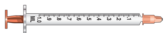 <strong>The amount to deliver is 1.2 mL. Select the correct syringe: _______________.</strong> A)   B)   C)   <div style=padding-top: 35px> 