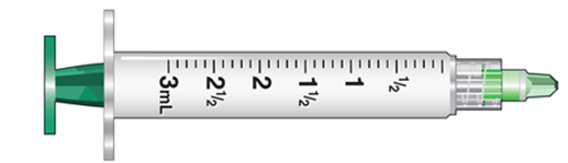 <strong>The amount to administer is 0.48 mL. Select the correct syringe: _______________.</strong> A)   B)   C)   <div style=padding-top: 35px> 
