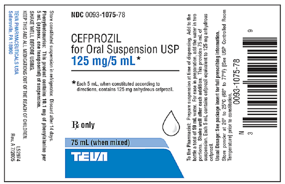 <strong>Ordered: Cefprozil 1 tsp po q12hr for 10 days. What is the desired dose? </strong> A) 125 mg B) 10 mL C) 5 mL D) 75 mg