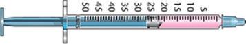 The amount of medication in this syringe is _______________ (include correct unit of measurement).
