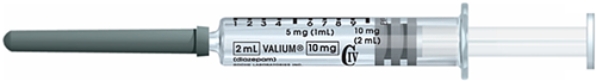This syringe contains _______________ of Valium per 2 mL solution.