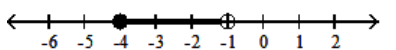  <strong>Graph the inequality on a number line.  -  (-4, -1]   </strong> A)   B)   C)   D)   <div style=padding-top: 35px>  
