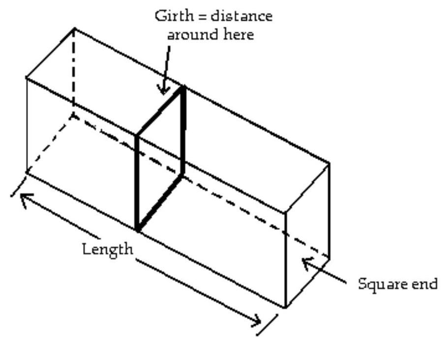  A private shipping company will accept a box for domestic shipment only if the sum of its length and girth (distance around) does not exceed  114 \mathrm{in} . What dimensions will give a box with a square end the largest possible volume?    