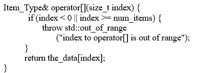 <strong>Which of the following headers changes the subscript operator defined below so that it returns a non-modifiable reference?  </strong> A) const Item_Type& operator[](size_t index) B) const Item_Type& operator[](size_t index) const C) Item_Type& operator[](size_t index) const D) static Item_Type& operator[](size_t index) const <div style=padding-top: 35px> 
