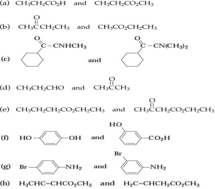 Tell how you would distinguish between each of the following pairs of compounds by their infrared spectra alone.