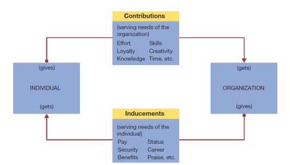 Visual Diagram Question (These diagrams can be used to test understanding of concepts rather than mere recollection. The provision of the diagrams removes the pressure to remember but does draw on the ability to explain a visual image. Instructors should take care if using a mix of other questions with visual diagram questions to ensure that the diagram does not provide answers to other questions in a test or exam.) -What does the following diagram illustrate? Explain how it might work for a graduate recruit who has started her first management job in a large multinational organization.  <div style=padding-top: 35px> 