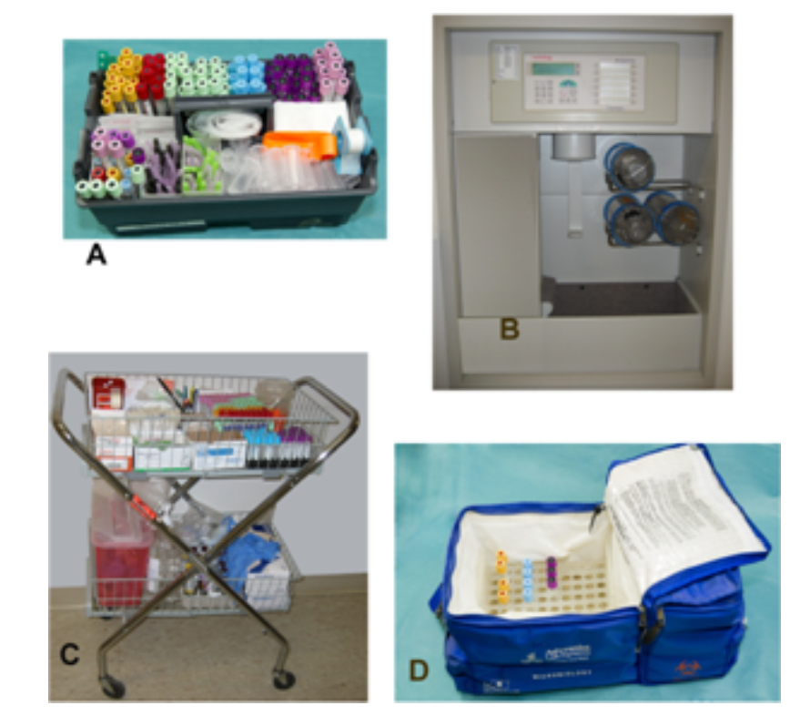 <strong> -A laboratory courier is picking up specimens from a client after business hours. Which image represents the container he would use to transport specimens?</strong> A) Image A B) Image B C) Image C D) Image D