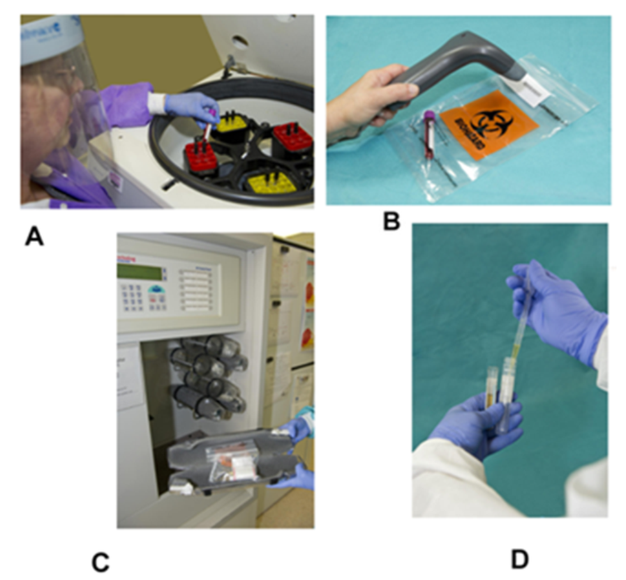 <strong> Which image represents the function of a laboratory courier?</strong> A) Image A B) Image B C) Image C D) Image D