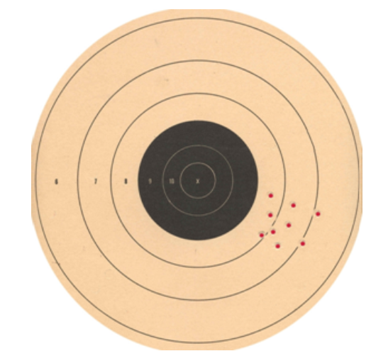 <strong> -This image represents test values that are</strong> A) accurate but not precise B) precise but not accurate C) neither accurate nor precise D) both accurate and precise