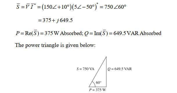 a.   b.pf=cos 60°=0.5 Lagging c.  