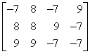 Interpret the given matrix as a system of linear equations. Use x for the first variable, y for the second variable, and z for the third variable.   