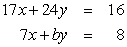 Find a number b such that the system of linear equations has no solutions. Give the exact answer.   