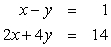 Use Gaussian elimination to find all solutions to the given system of equations. Work directly with equations rather than matrices.