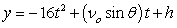 Recall that the flight of a projectile can be modeled with the parametric equations:    ,   where t is in seconds, ν<sub>o</sub> is the initial velocity, θ is the angle with the horizontal, and x and y are in feet. A gun is fired at an angle of 21°, and the bullet has an initial speed of 875 feet per second. How high does the bullet go, and when does it hit the ground? Round the altitude to the nearest foot and time to the nearest tenth of a second.