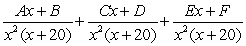 <strong>Write the form of the partial fraction decomposition for the given rational expression. Do not solve for the constants. </strong> A) B) C) D)