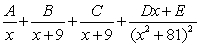 <strong>Write the form of the partial fraction decomposition for the given rational expression. Do not solve for the constants. </strong> A) B) C) D)