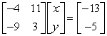 Write the system of linear equations as represented by the augmented matrix. Utilize the variables x, y, and z.  