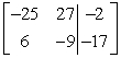 Write the system of equations as represented by the augmented matrix. Utilize the variables x and y.   