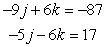 Solve the system of linear equations by elimination.   