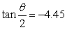Solve the given trigonometric equation on 0° ≤ θ ≤ 360° and express answer in degrees to two decimal places.   
