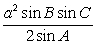 Area of a Triangle. A formula for finding the area of a triangle when given the measures of the angles and one side is area =    where a is the length of the side opposite angle A. If the measures of angles B and C are26° and 61° , respectively, and if a = 19 feet, use the appropriate product-to-sum identity to change the formula so that you can solve for the area of a triangle. Round your answer to two decimal places.   